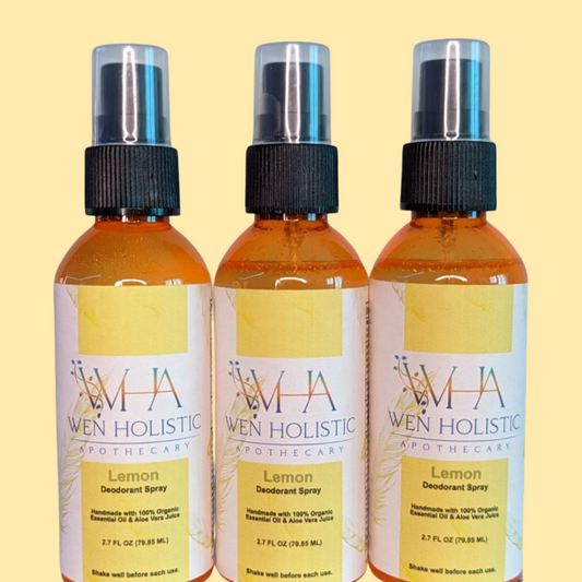 Deodorant Spray Lemon w/Aloe Vera Juice, Essential Oil & Jojoba Oil All-Natural - www.wenholistic