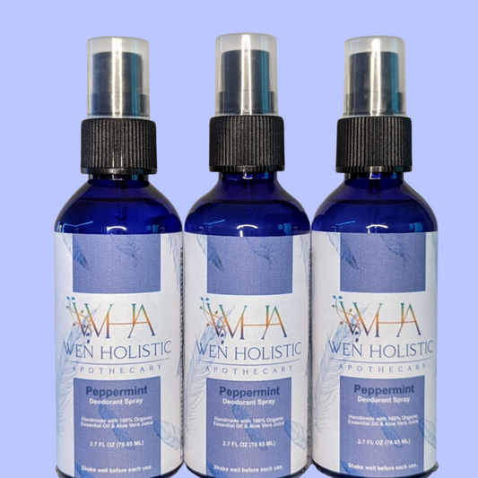 Deodorant Spray Peppermint w/Aloe Vera Juice, Essential Oil & Jojoba Oil All-Natural - www.wenholistic