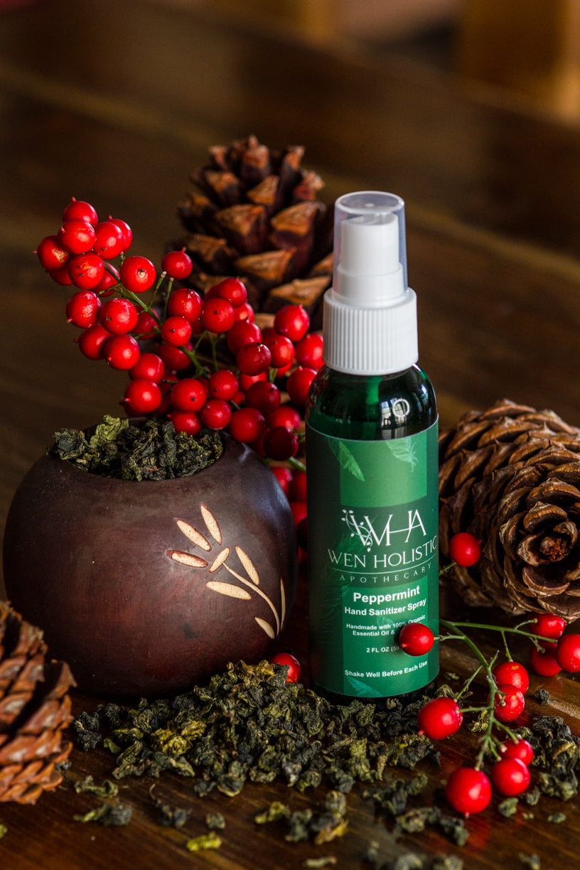 Hand Sanitizer Spray Peppermint w/Essential Oil & Jojoba Oil - www.wenholistic