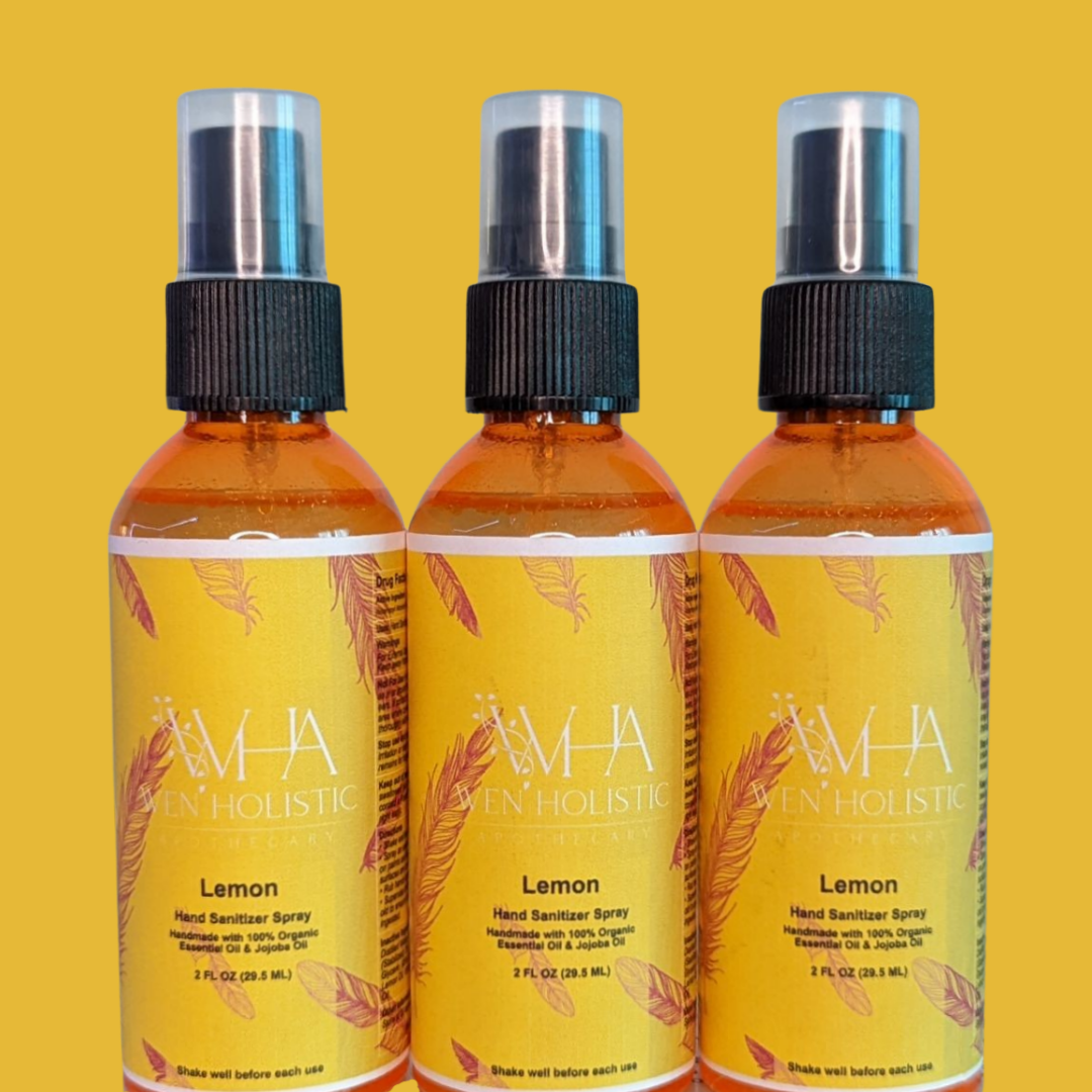 Hand Sanitizer Spray Lemon w/Essential Oil & Jojoba Oil - www.wenholistic